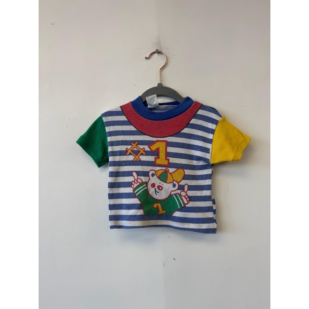 Vintage Color Kids Shirt Boys 24M Striped Yogi Bear Sports Graphic Taiwan‎ 80s